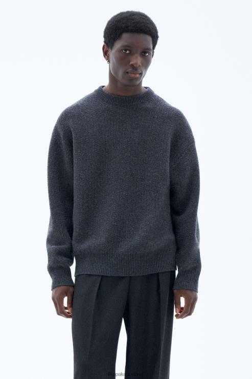 Men Filippa K Anthracite Melange Structure Sweater Apparel 66L84289