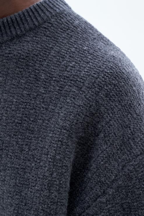 Men Filippa K Anthracite Melange Structure Sweater Apparel 66L84289