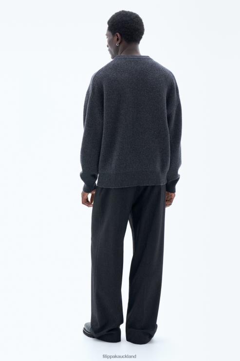 Men Filippa K Anthracite Melange Structure Sweater Apparel 66L84289