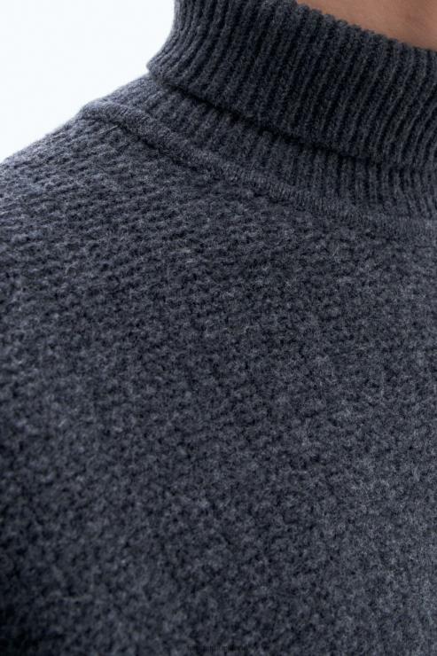 Men Filippa K Anthracite Melange Structure Turtleneck Apparel 66L84267