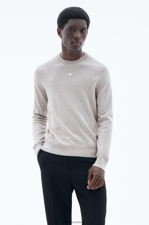 Men Filippa K Beige Melange Cotton Merino Sweater Apparel 66L84280