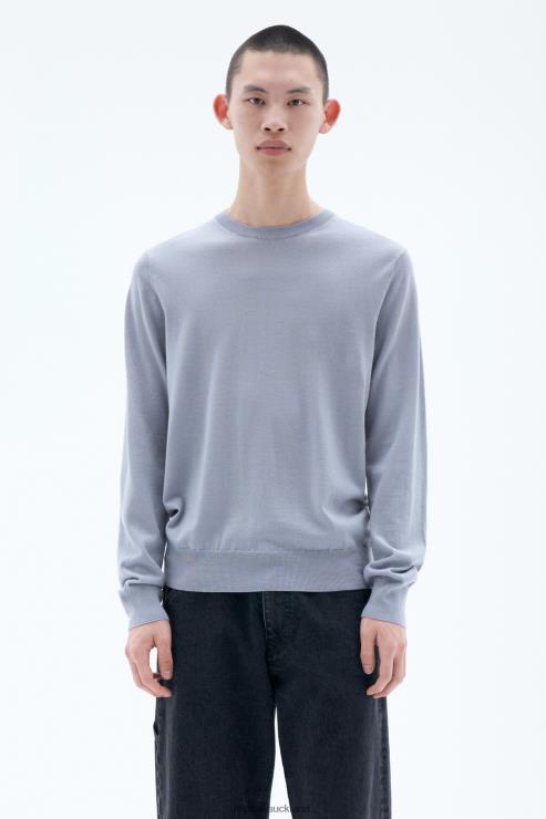 Men Filippa K Fog Blue Merino Sweater Apparel 66L84290