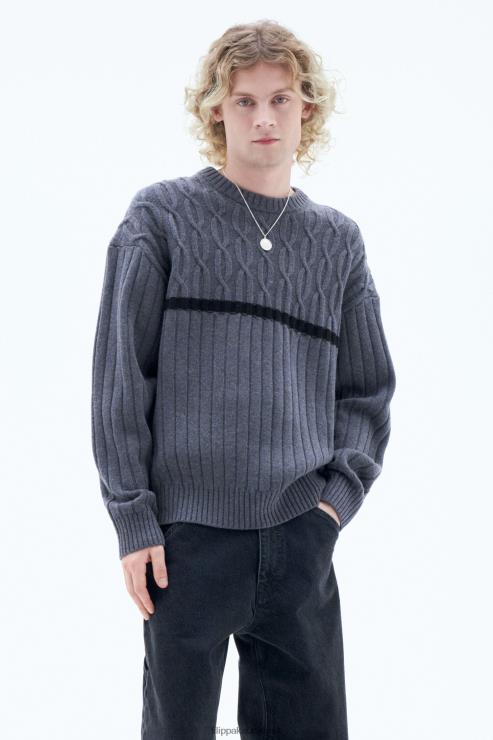 Men Filippa K Grey Melange Patchwork Sweater Apparel 66L84269