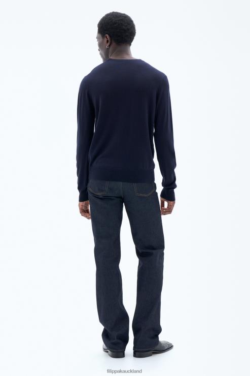 Men Filippa K Navy Cotton Merino Sweater Apparel 66L84266