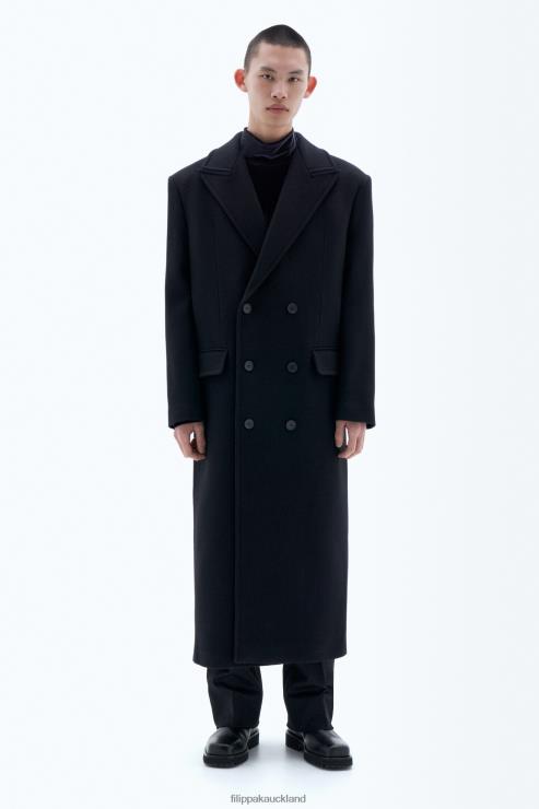 Men Filippa K Black Double Breasted Wool Coat Apparel 66L84260