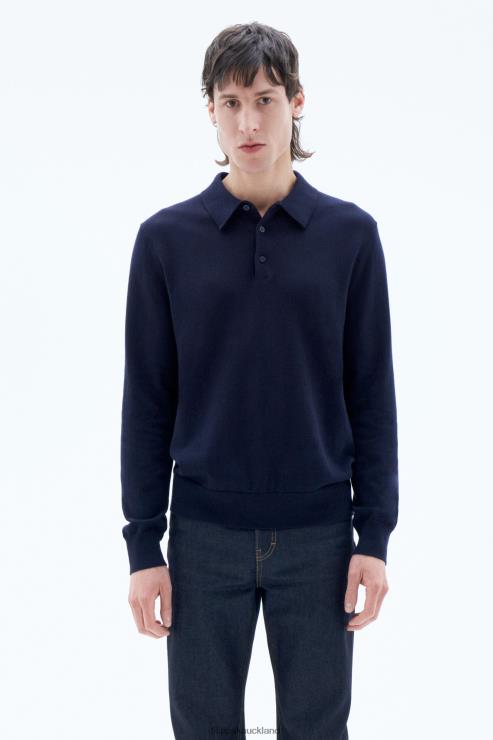 Men Filippa K Navy Knitted Polo Shirt Apparel 66L84287