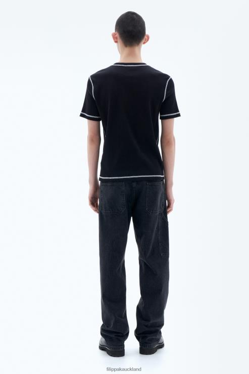 Men Filippa K Black Cotton Rib Tee Apparel 66L84298