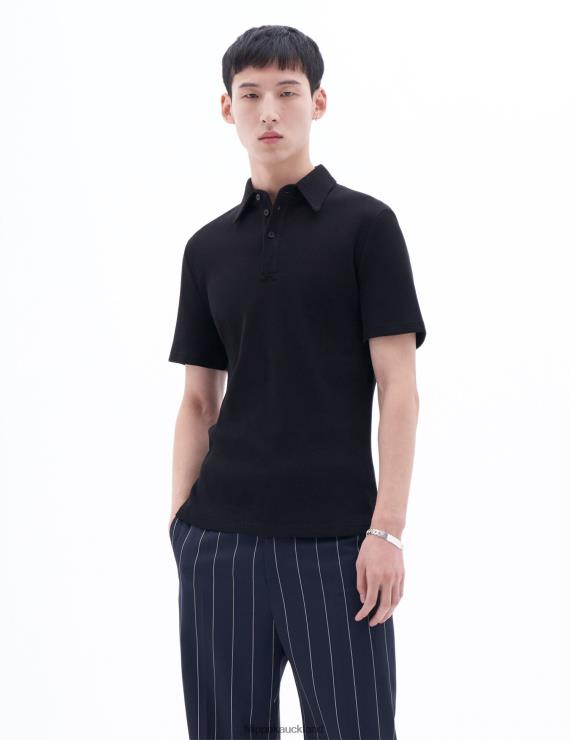 Men Filippa K Black Rib Polo Shirt Apparel 66L84341