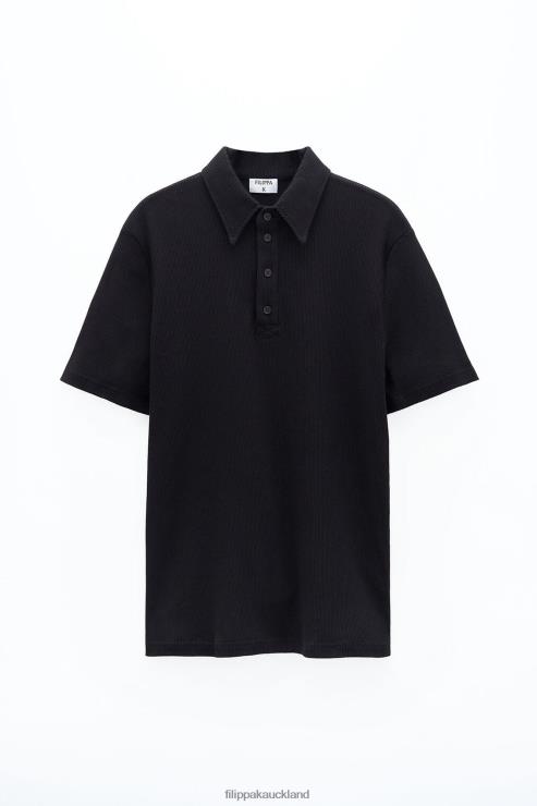 Men Filippa K Black Rib Polo Shirt Apparel 66L84341