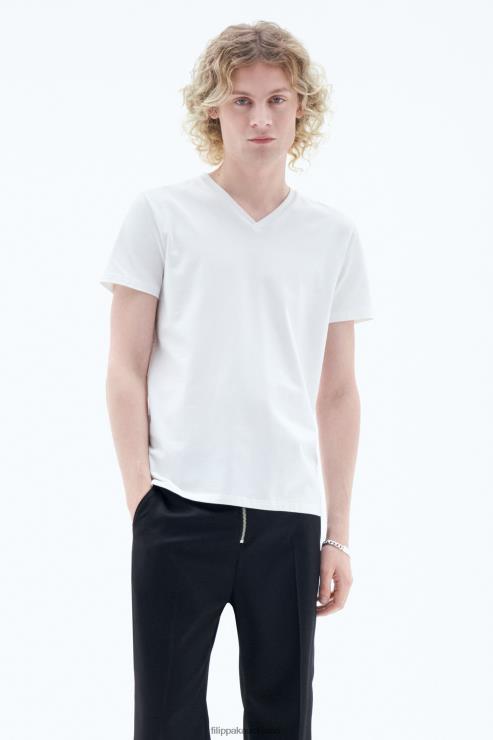 Men Filippa K White Stretch V-Neck Tee Apparel 66L84320