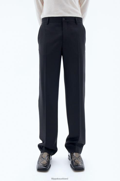 Men Filippa K Black Straight Wool Trousers Apparel 66L84355