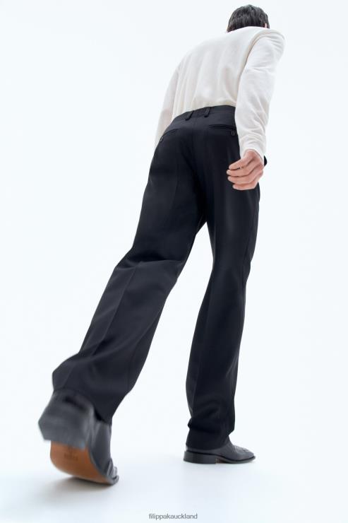 Men Filippa K Black Straight Wool Trousers Apparel 66L84355