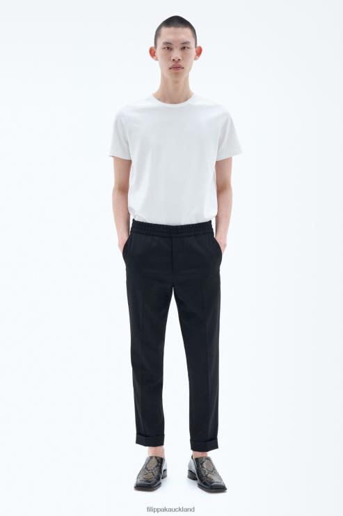 Men Filippa K Black Terry Cropped Trousers Apparel 66L84366