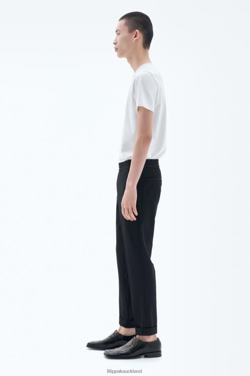 Men Filippa K Black Terry Cropped Trousers Apparel 66L84366