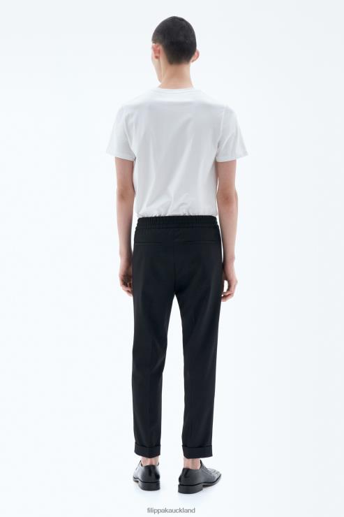 Men Filippa K Black Terry Cropped Trousers Apparel 66L84366