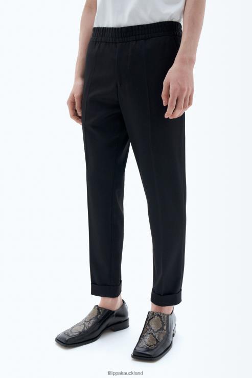 Men Filippa K Black Terry Cropped Trousers Apparel 66L84366