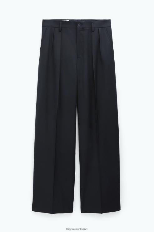 Men Filippa K Black Wide Wool Trousers Apparel 66L84356