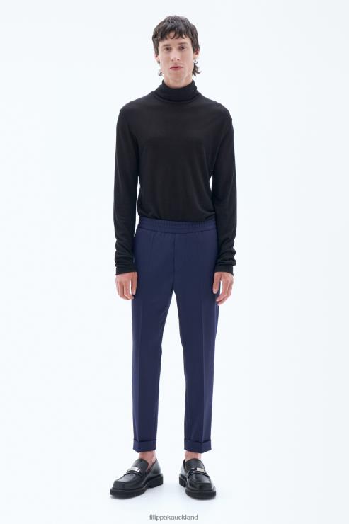 Men Filippa K French Navy Terry Cropped Trousers Apparel 66L84376