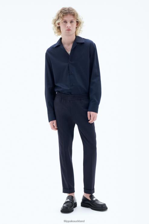 Men Filippa K Navy Terry Cropped Trousers Apparel 66L84365