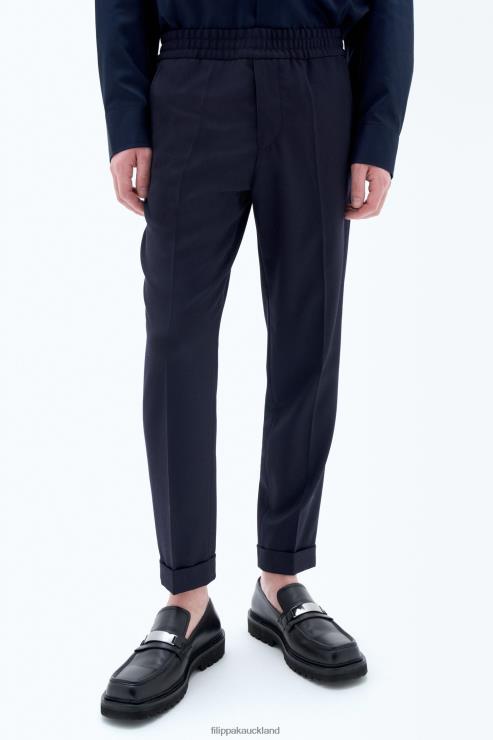 Men Filippa K Navy Terry Cropped Trousers Apparel 66L84365