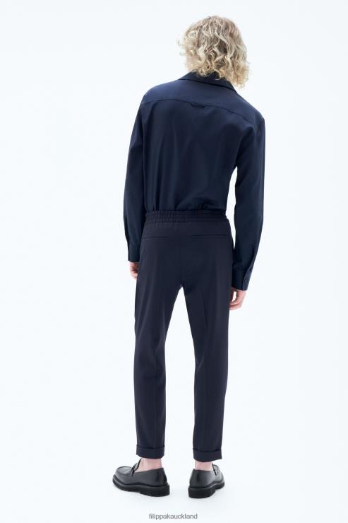 Men Filippa K Navy Terry Cropped Trousers Apparel 66L84365