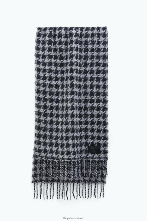 Unisex Filippa K Grey Houndstooth Scarf Accessory 66L84414