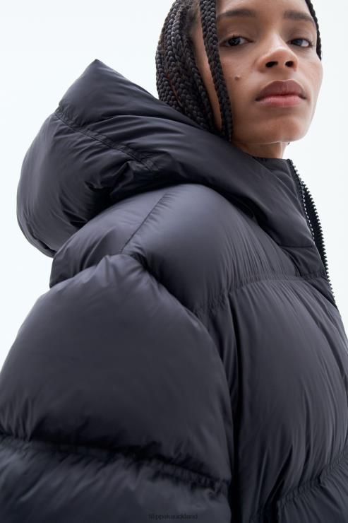 Unisex Filippa K Black Hooded Puffer Jacket Apparel 66L8421