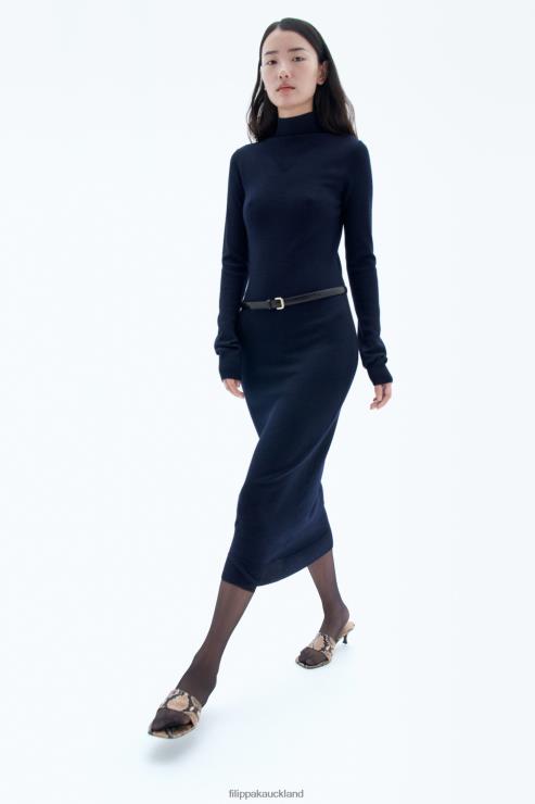 Women Filippa K Navy Knit Turtleneck Dress Apparel 66L84216