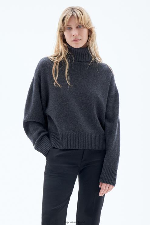 Women Filippa K Anthracite Melange Wool Turtleneck Sweater Apparel 66L8480