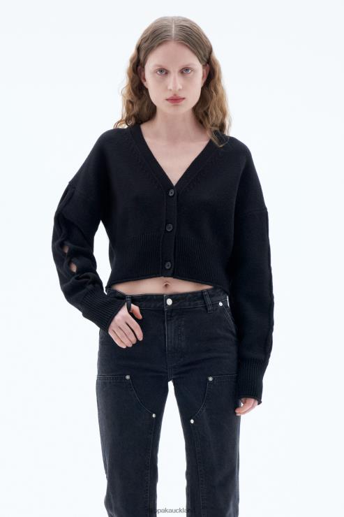 Women Filippa K Black Braided Cardigan Apparel 66L8468