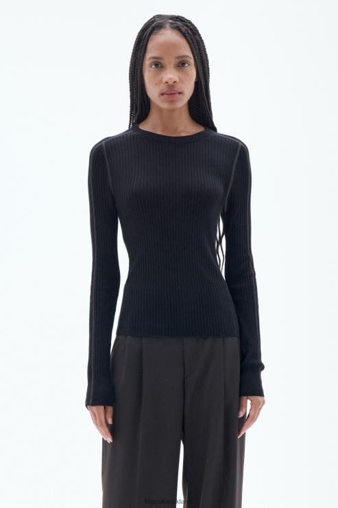 Women Filippa K Black/Brown Light Rib Sweater Apparel 66L8439