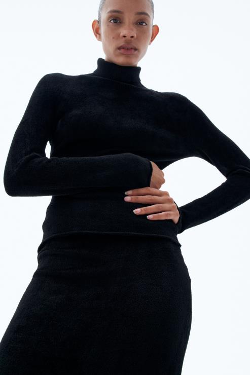 Women Filippa K Black Chenille Turtleneck Sweater Apparel 66L8443