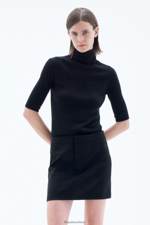 Women Filippa K Black Merino Elbow Sleeve Top Apparel 66L8429