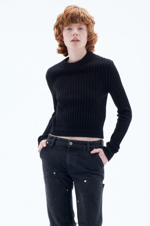 Women Filippa K Black Wool Rib Sweater Apparel 66L8464