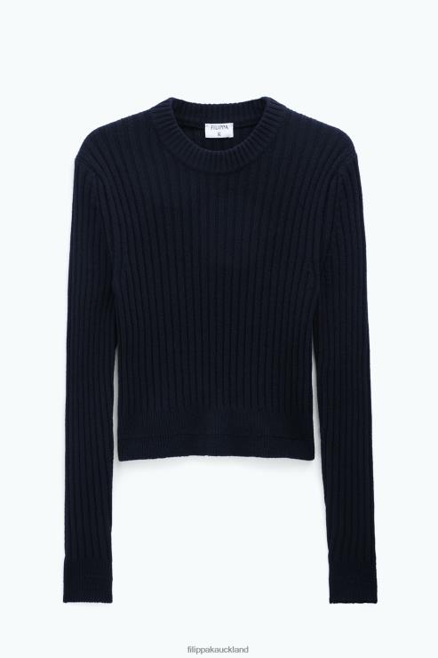 Women Filippa K Black Wool Rib Sweater Apparel 66L8464