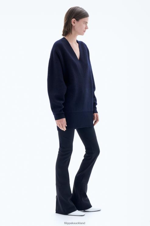 Women Filippa K Navy Boucle Sweater Apparel 66L8440