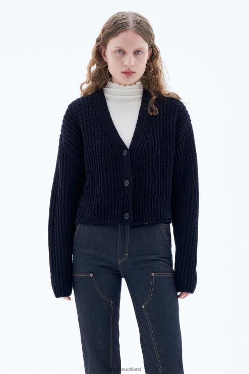 Women Filippa K Navy Chenille Cardigan Apparel 66L8477