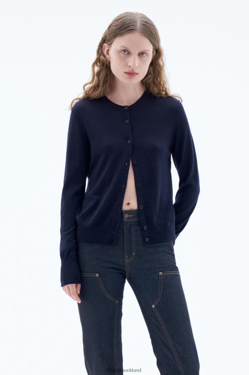 Women Filippa K Navy Merino Short Cardigan Apparel 66L8458