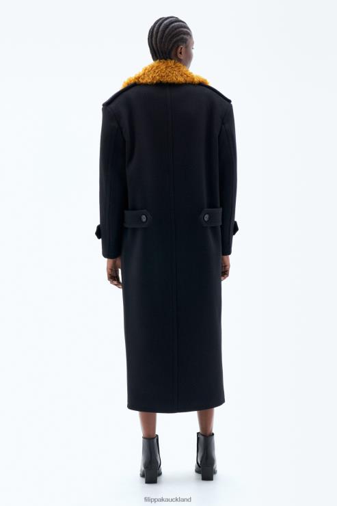 Women Filippa K Black Long Peacoat Apparel 66L8415