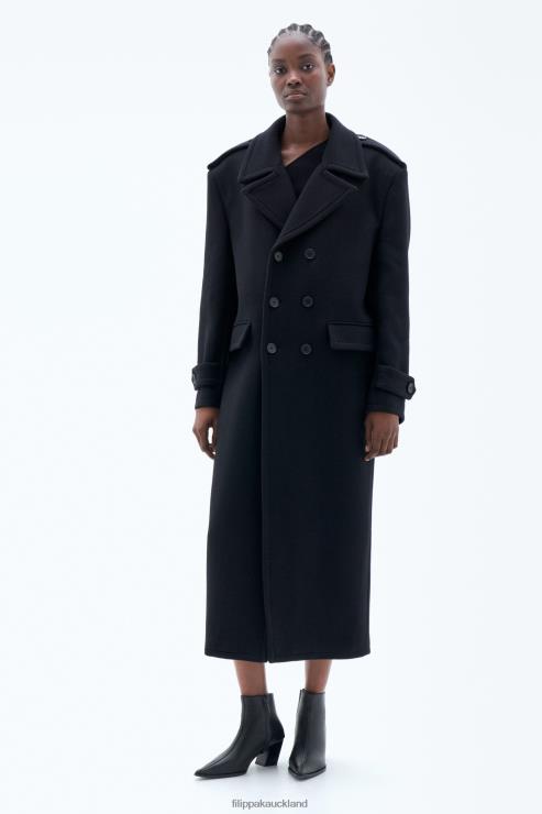 Women Filippa K Black Long Peacoat Apparel 66L8415