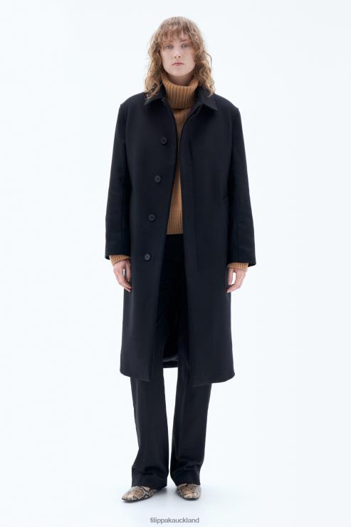 Women Filippa K Black Wool Car Coat Apparel 66L848