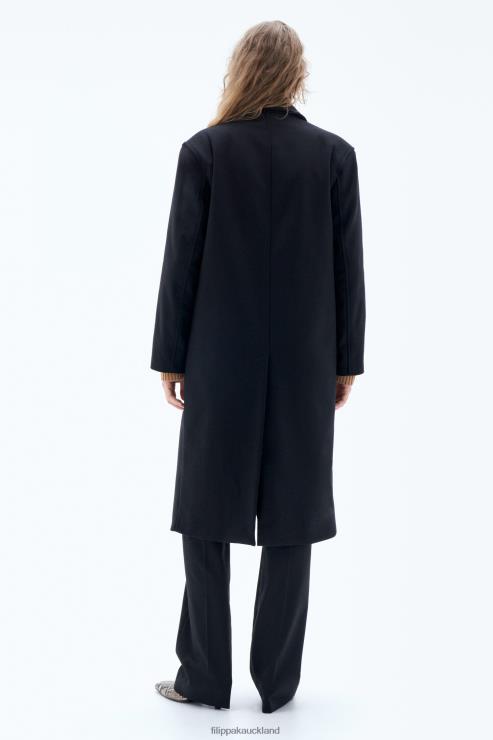 Women Filippa K Black Wool Car Coat Apparel 66L848