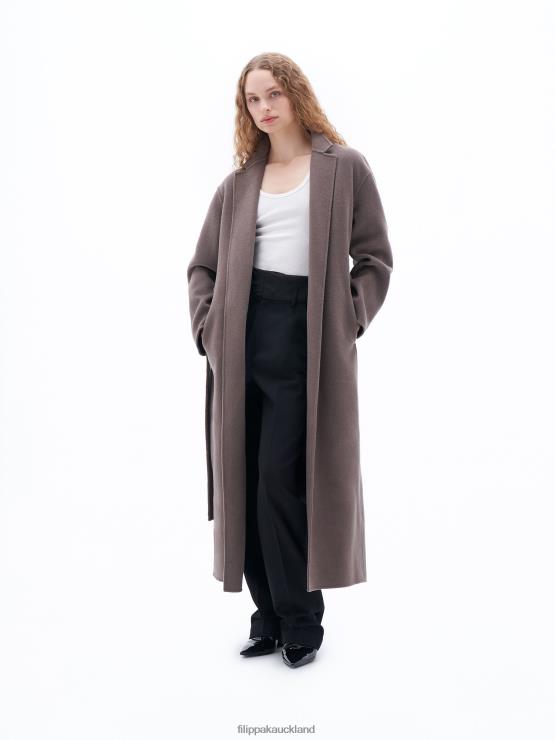 Women Filippa K Dark Taupe Alexa Coat Apparel 66L8424