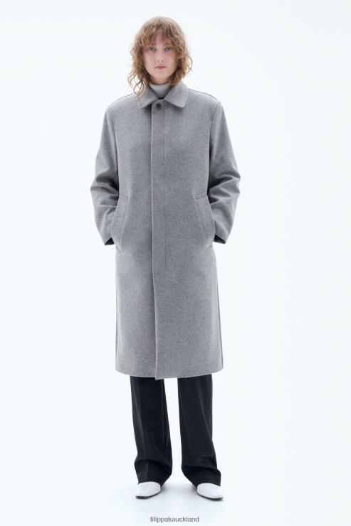 Women Filippa K Grey Melange Wool Car Coat Apparel 66L8417