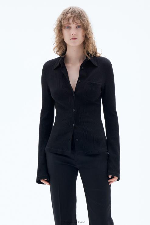 Women Filippa K Black Waffle Jersey Shirt Apparel 66L84129