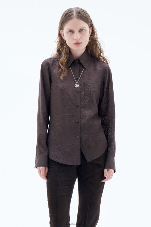 Women Filippa K Dark Chocolate Crinkle Shirt Apparel 66L84203