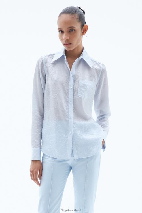 Women Filippa K Ice Blue Crinkle Shirt Apparel 66L84204