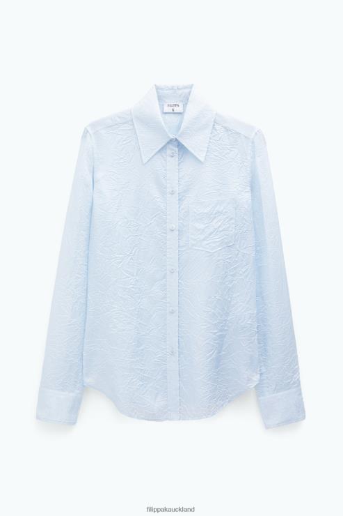 Women Filippa K Ice Blue Crinkle Shirt Apparel 66L84204