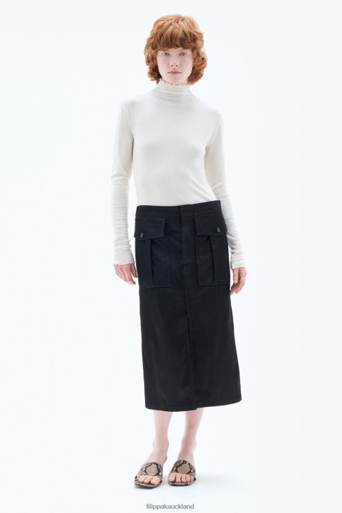 Women Filippa K Black Long Cargo Skirt Apparel 66L84226