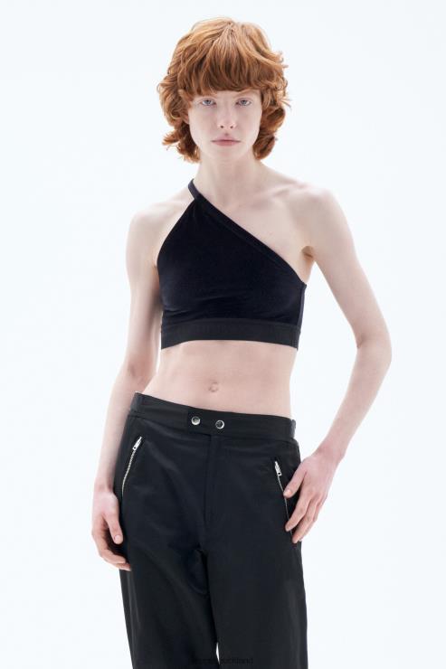 Women Filippa K Black Asymmetric Velvet Bra Apparel 66L84241